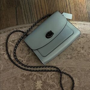 Coach Parker 18 Convertible Shoulder Bag Blue Leather 29392 EUC